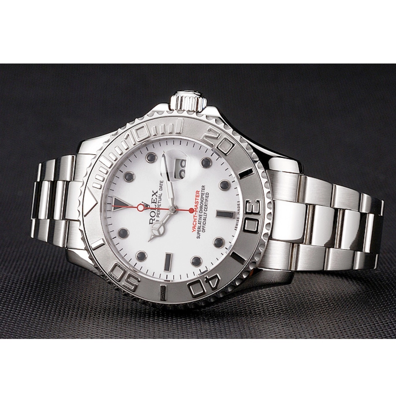 Aaa replica watch Yacht-Master Bracelet Case Stainless Steel White And Rolex Dial 0602